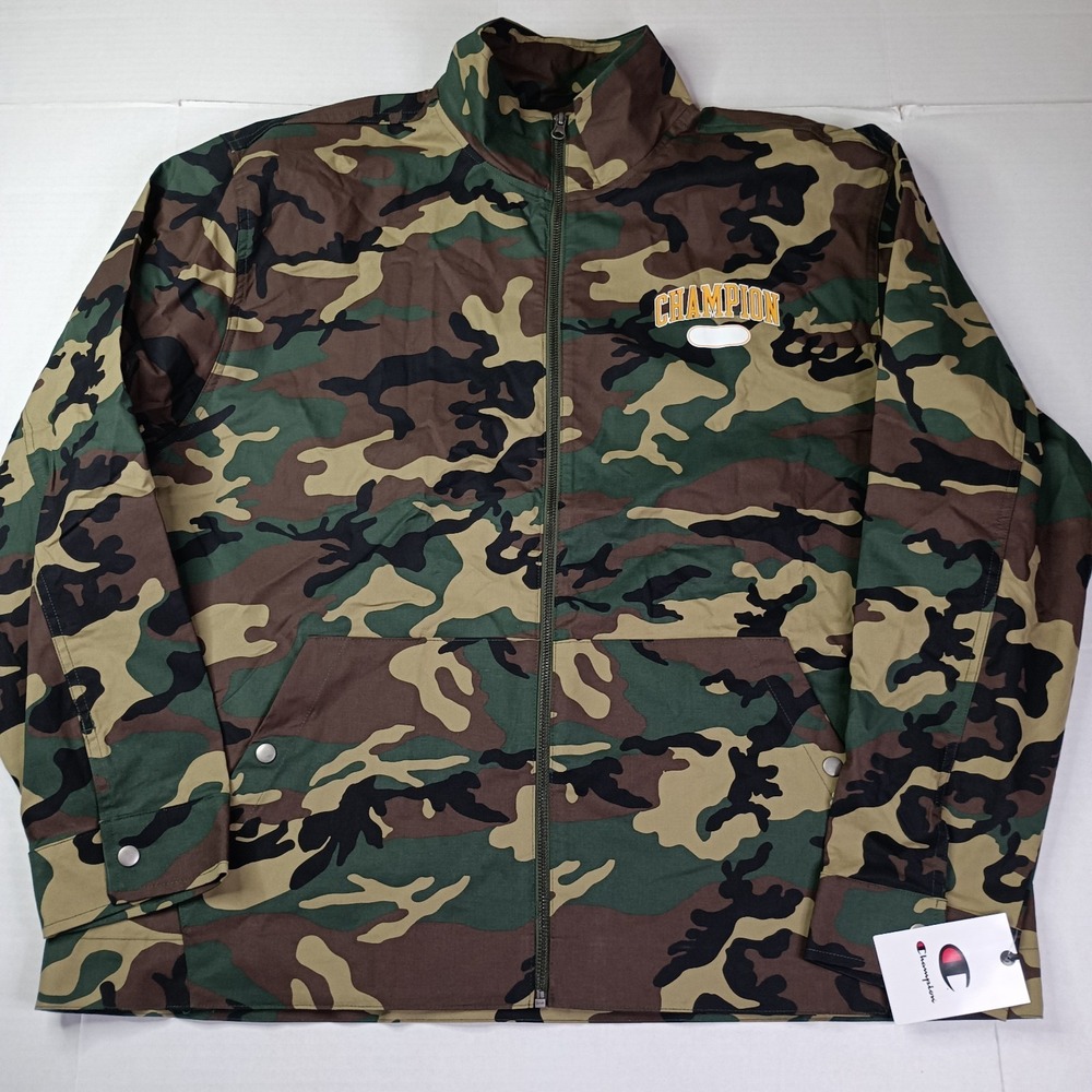Champion Men's Woodland Camouflage Printed Sideline Jacket Size XL Full Zip New
